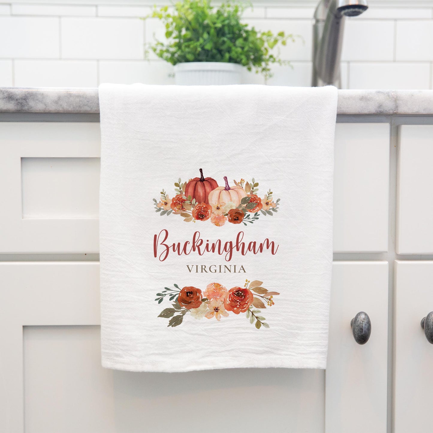 Cotton Tea Towel White-Fall & Harvest Buckingham Virginia -3