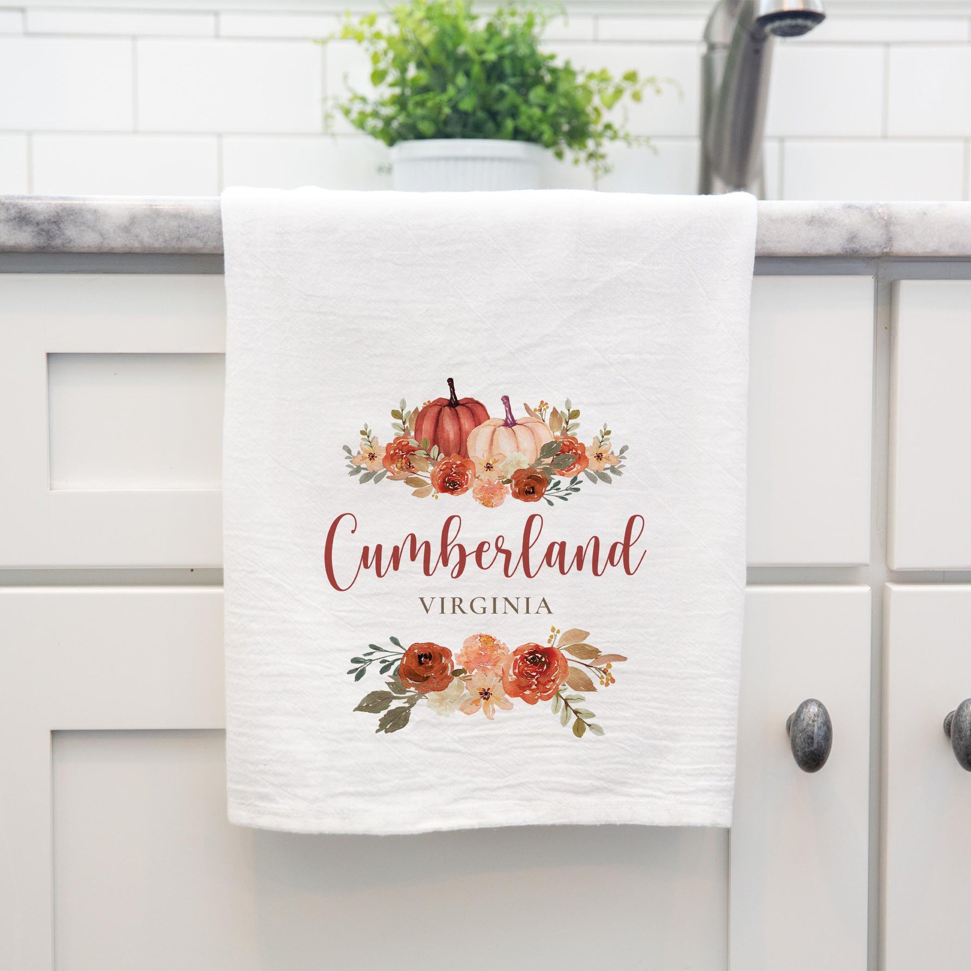 Cotton Tea Towel White-Fall & Harvest Cumberland Virginia -3