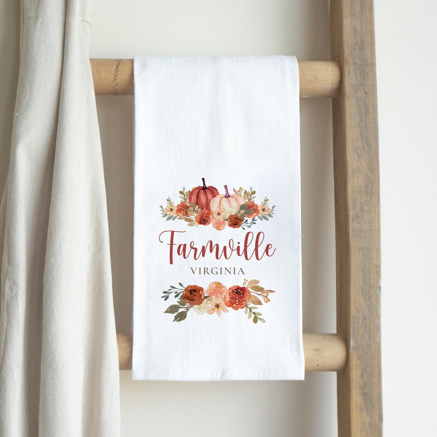 Cotton Tea Towel White-Fall & Harvest Farmville Virginia -2