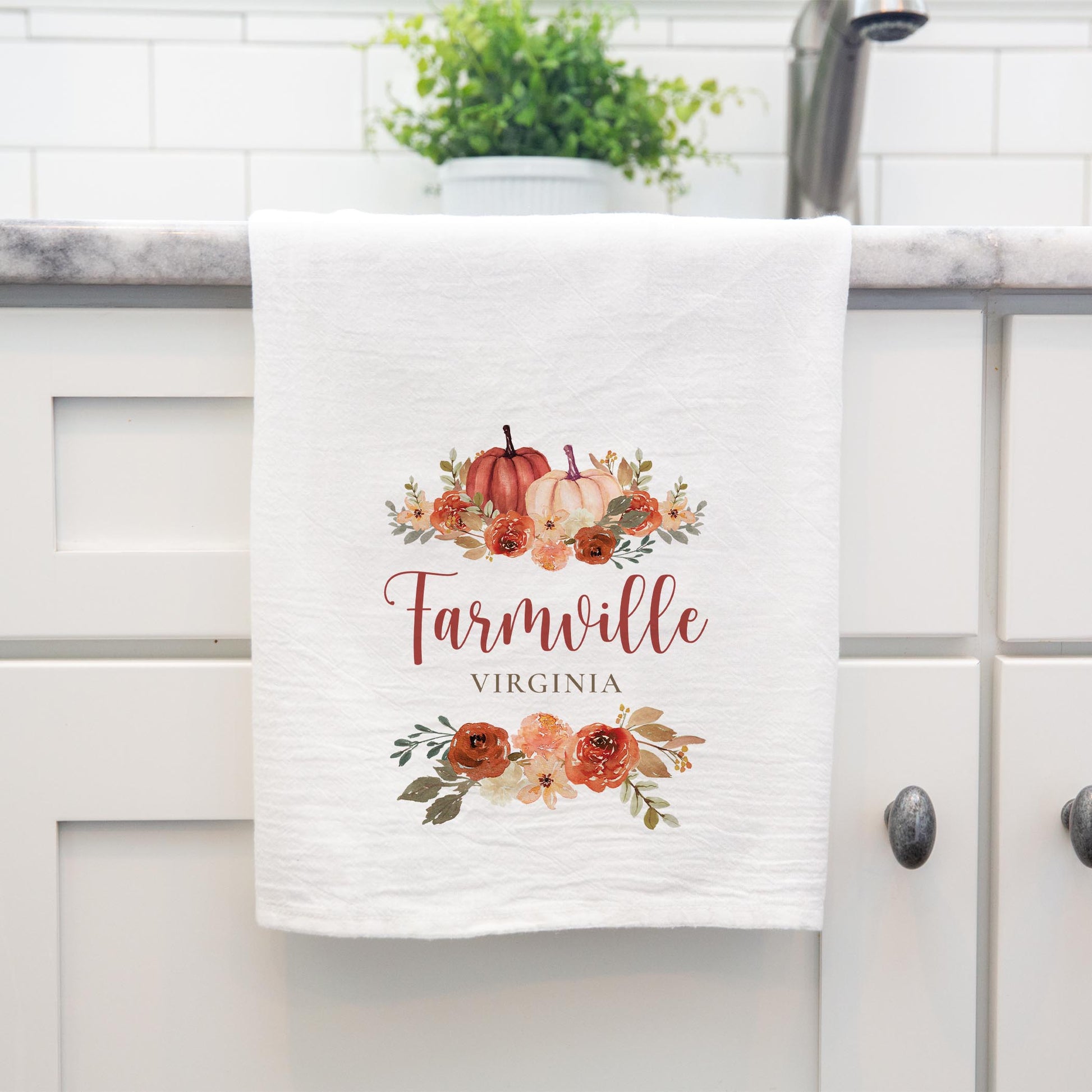 Cotton Tea Towel White-Fall & Harvest Farmville Virginia -3