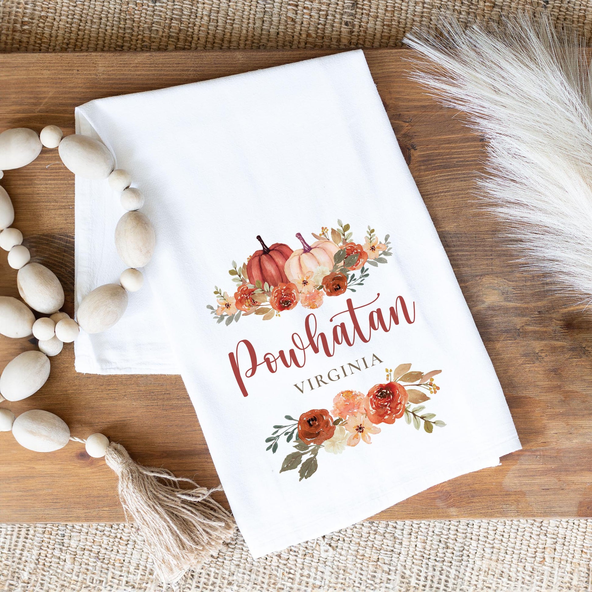 Cotton Tea Towel White-Fall & Harvest Powhatan Virginia -1