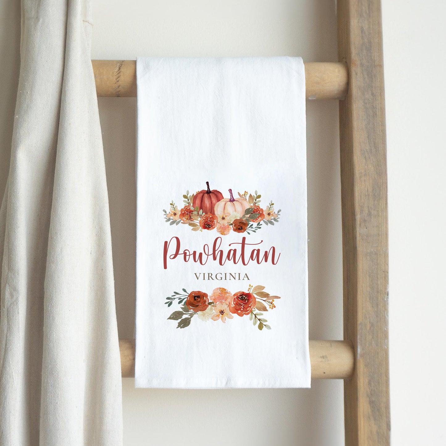 Cotton Tea Towel White-Fall & Harvest Powhatan Virginia -2