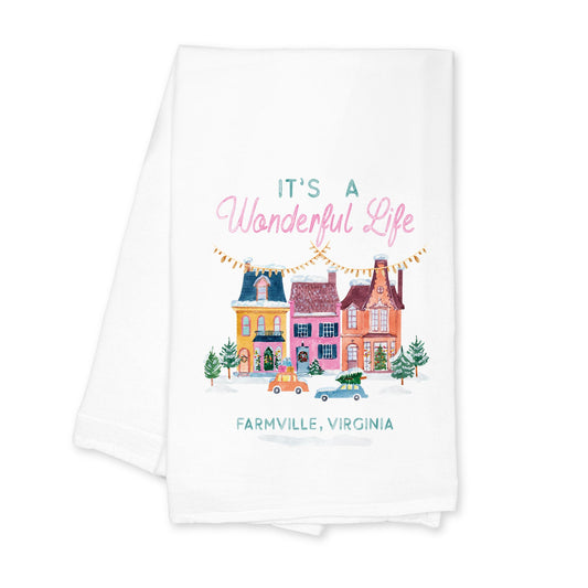 Cotton Tea Towel White-It's A Wonderful Life Farmville Virginia -0