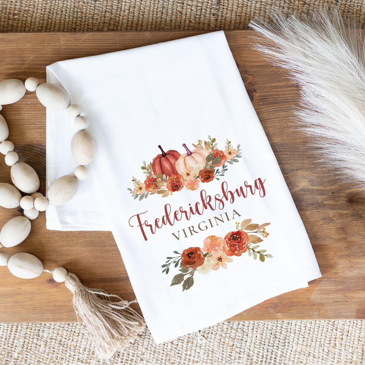 Cotton Tea Towel White-Fall & Harvest Fredericksburg Virginia -1