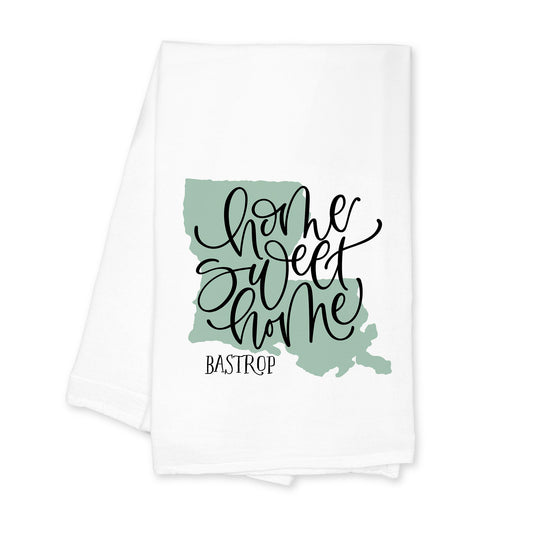 Cotton Tea Towel White-Home Sweet Home Bastrop Louisiana