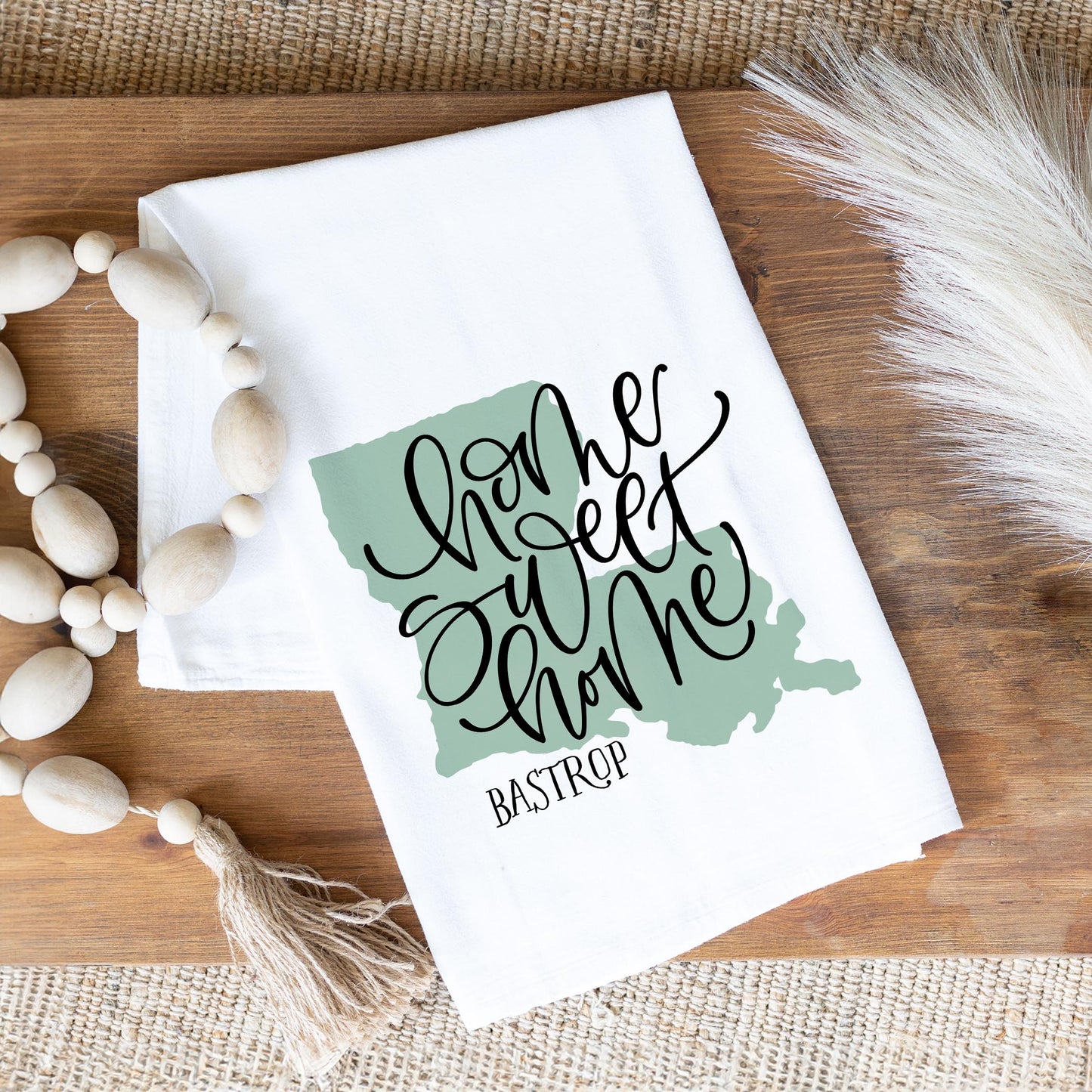 Cotton Tea Towel White-Home Sweet Home Bastrop Louisiana