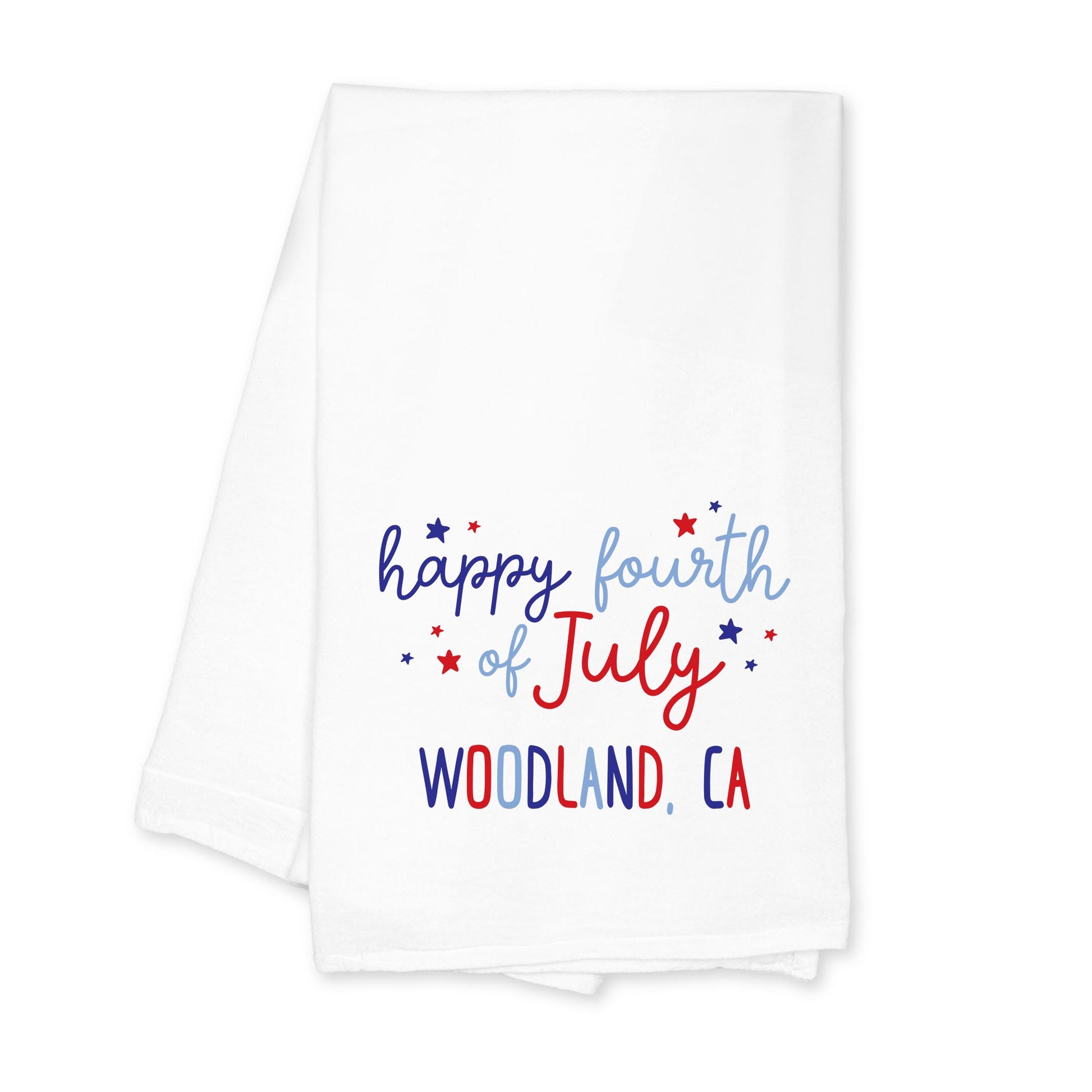 Cotton Tea Towel White-4th of July Woodland California -0