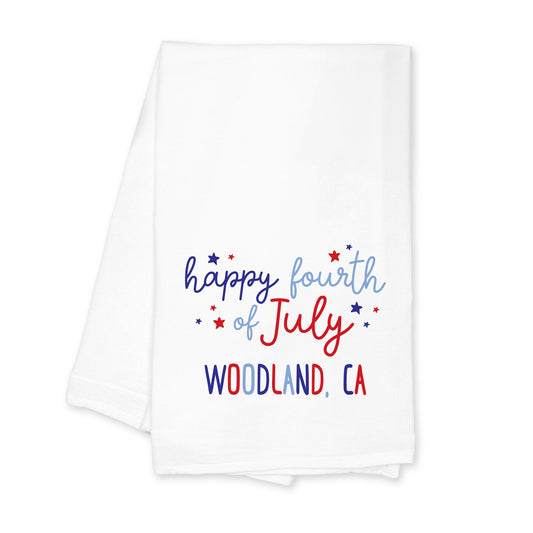 Cotton Tea Towel White-4th of July Woodland California -0