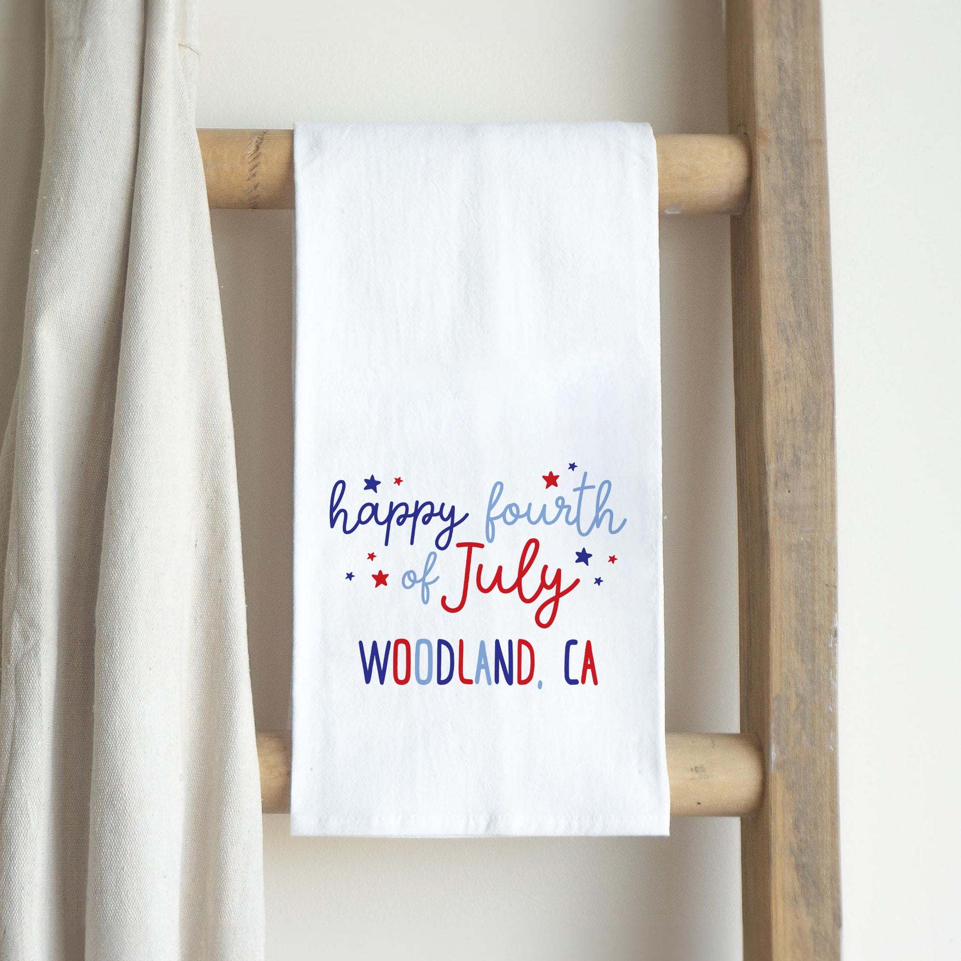 Cotton Tea Towel White-4th of July Woodland California -2