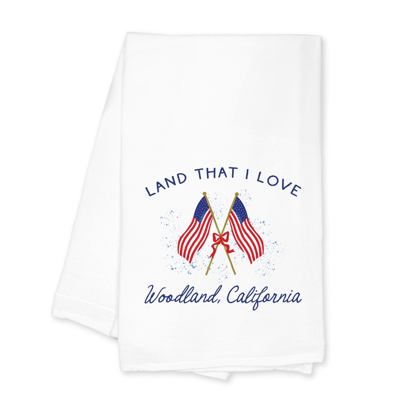 Cotton Tea Towel White-Land That I Love Woodland California -0