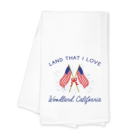 Cotton Tea Towel White-Land That I Love Woodland California -0