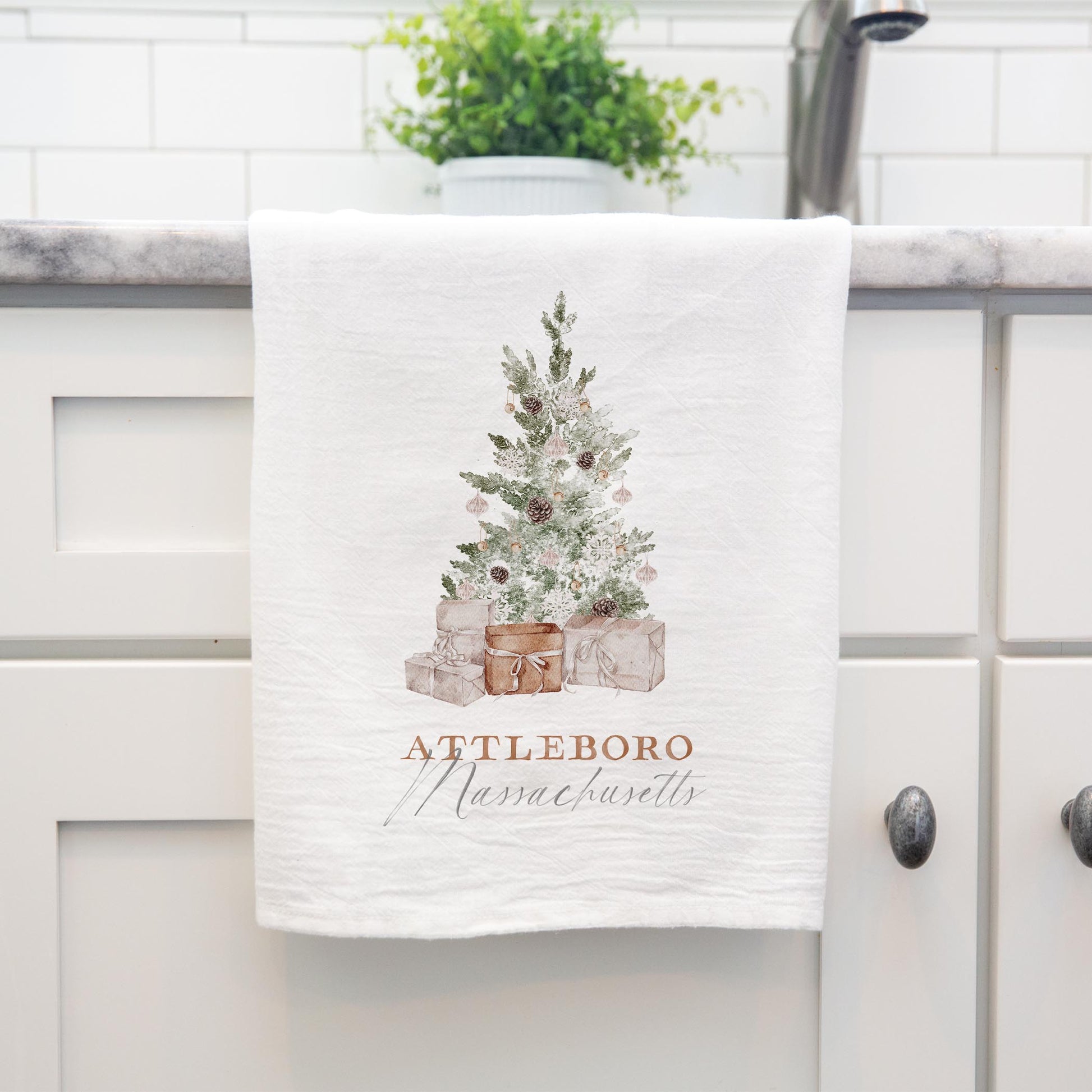 Cotton Tea Towel White-Crystal Cottage Attleboro Massachusetts -3
