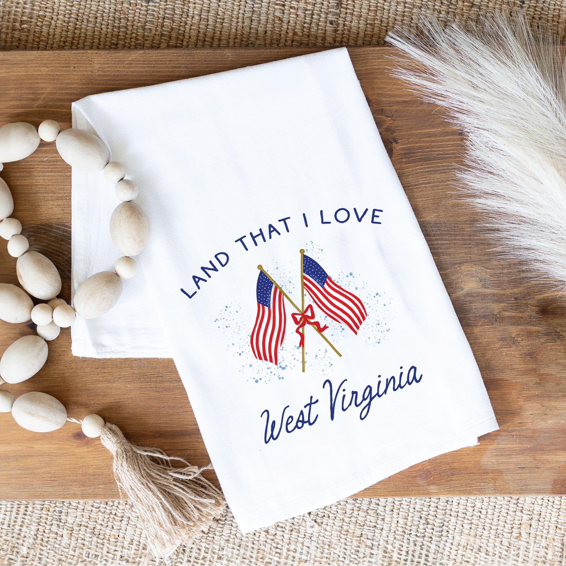 Cotton Tea Towel White-American Summer West Virginia -1