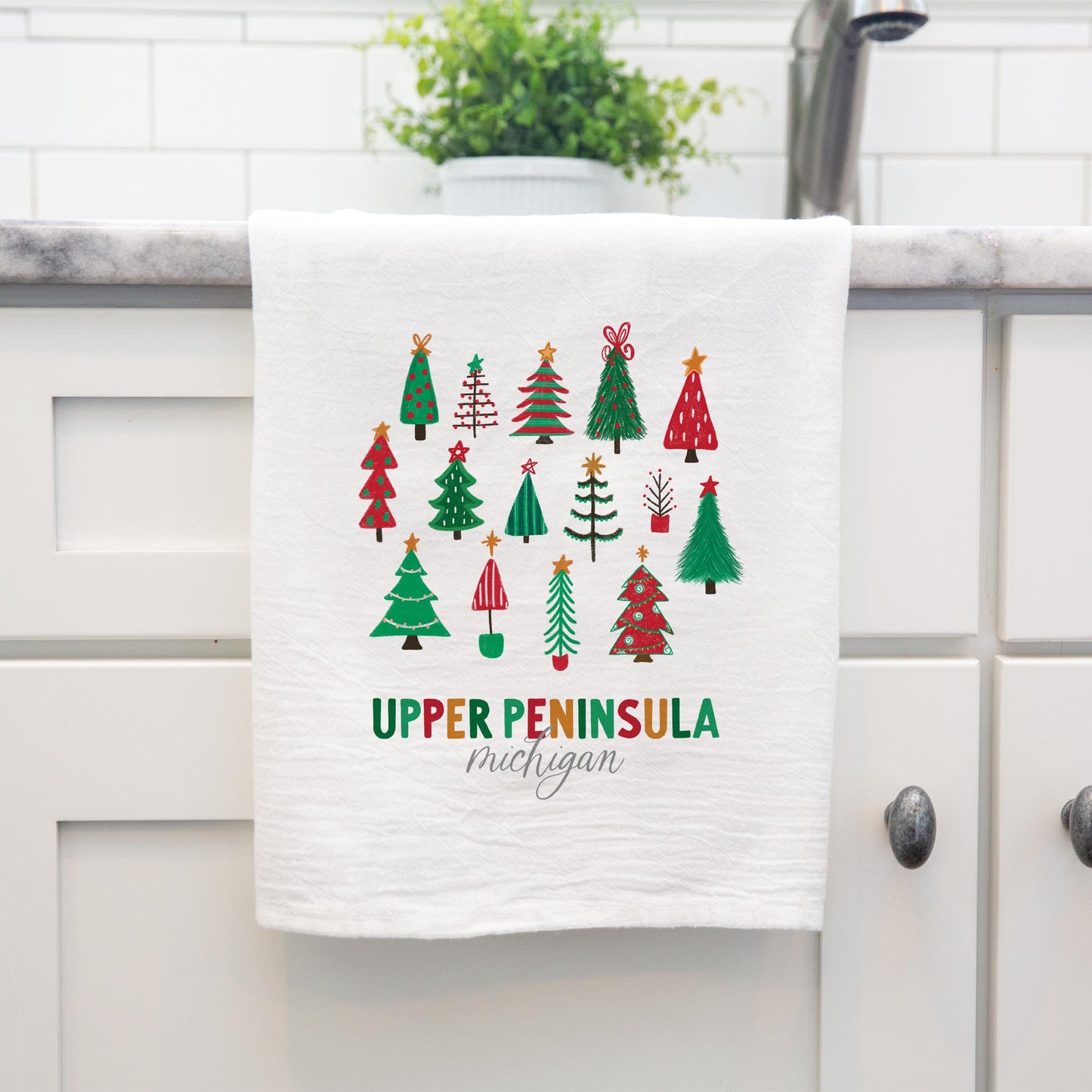 Cotton Tea Towel White-Whimsy Wonder Traditional Upper Peninsula Michigan -3