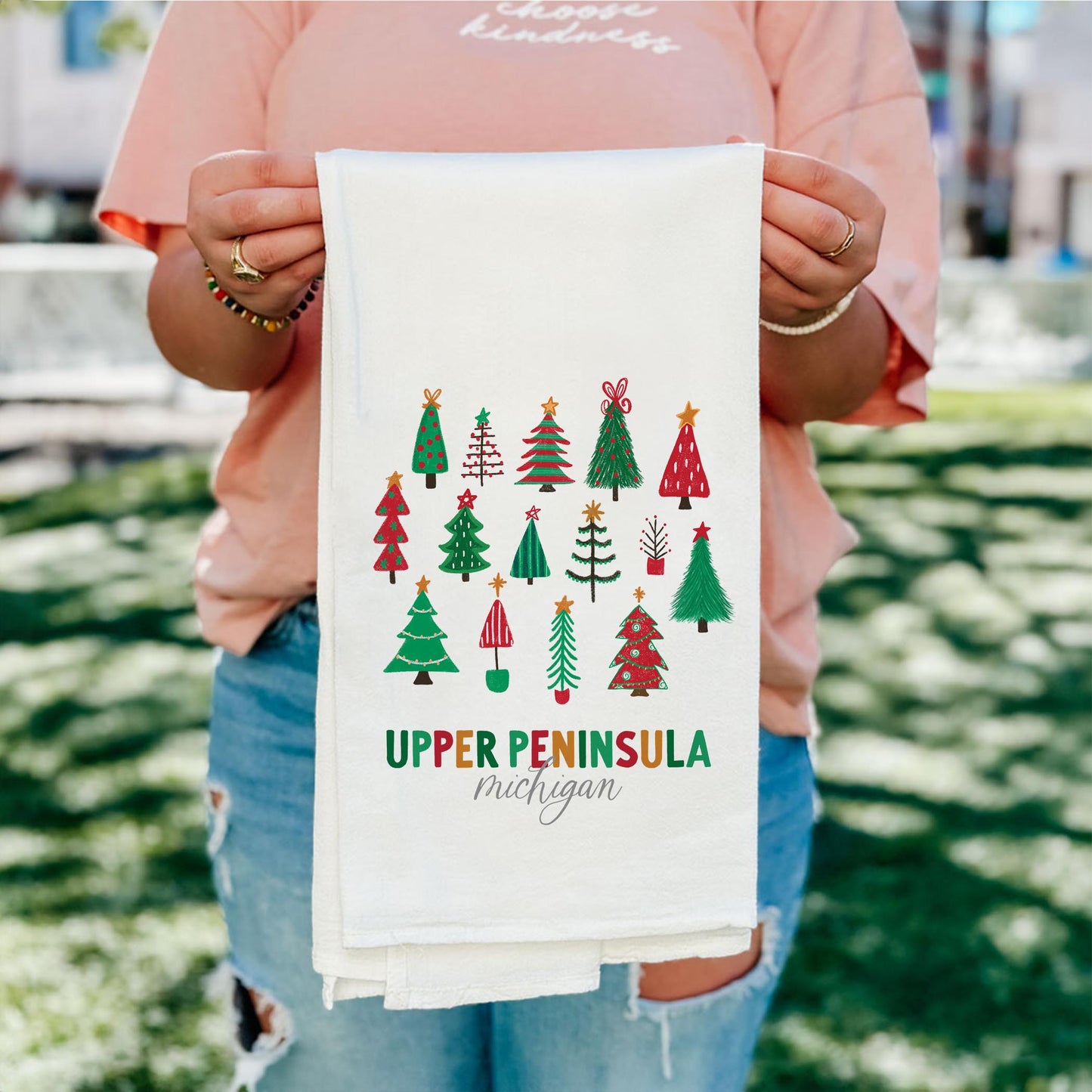 Cotton Tea Towel White-Whimsy Wonder Traditional Upper Peninsula Michigan -4