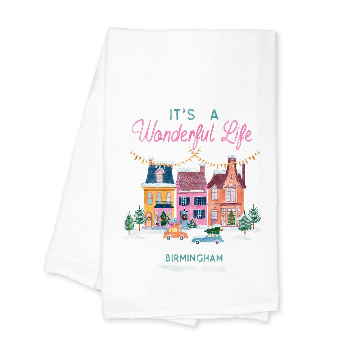 Cotton Tea Towel White-It's A Wonderful Life Birmingham -0