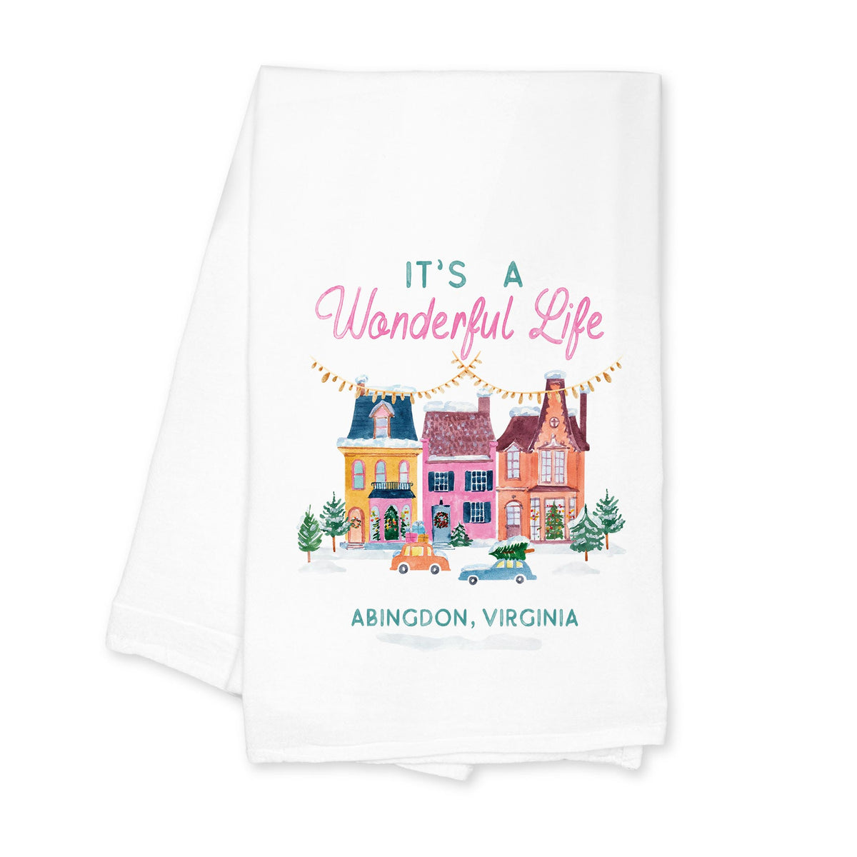 Cotton Tea Towel White-It's A Wonderful Life Abingdon Virginia -0