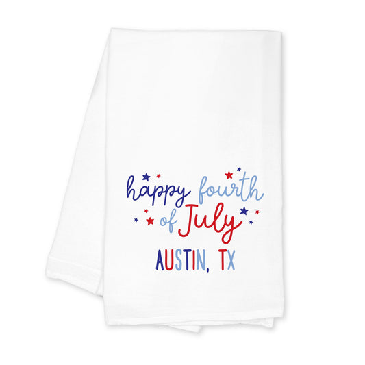 Cotton Tea Towel White-Love+Local 4th of July 250th Anniversary -0