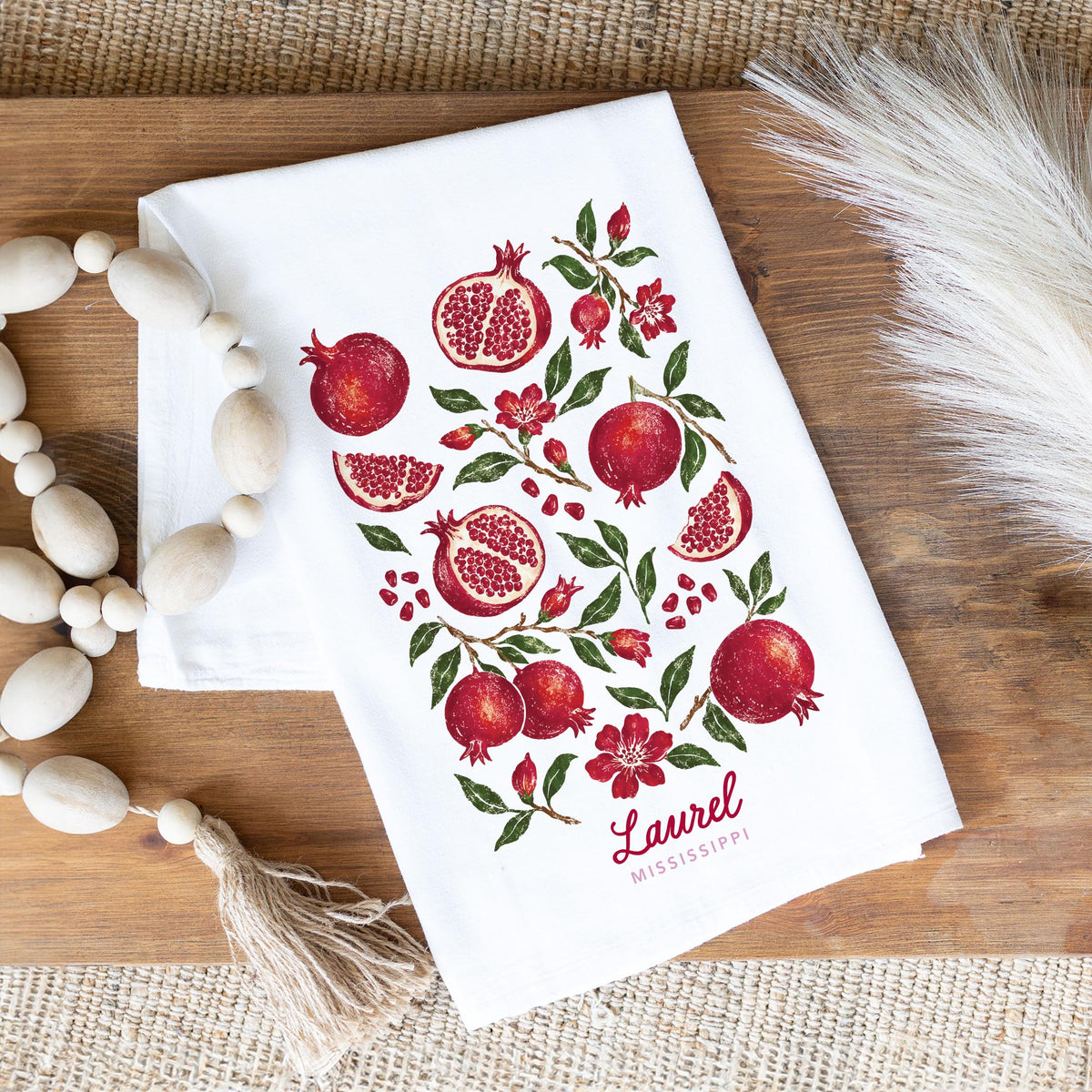 Cotton Tea Towel White-Autumn Orchard | Custom | Your City & State -1