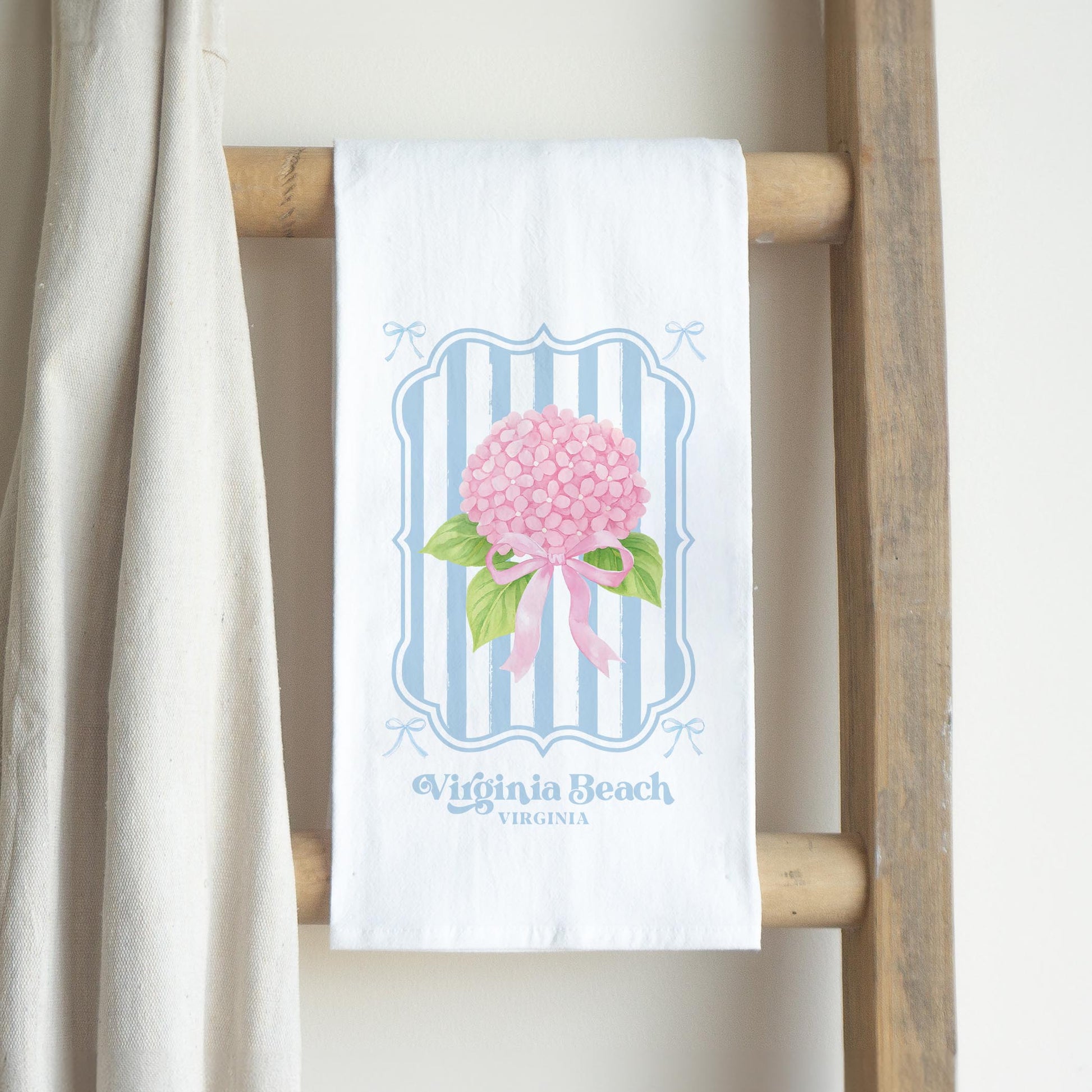 Cotton Tea Towel White-Love+Local Hydrangea Cottage -2