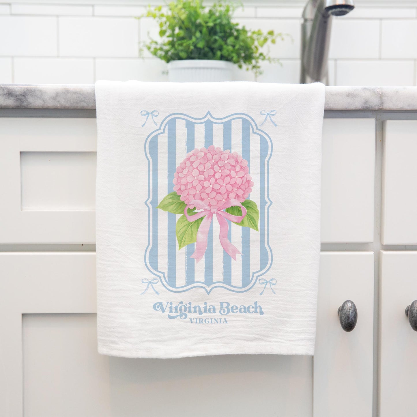 Cotton Tea Towel White-Love+Local Hydrangea Cottage -3
