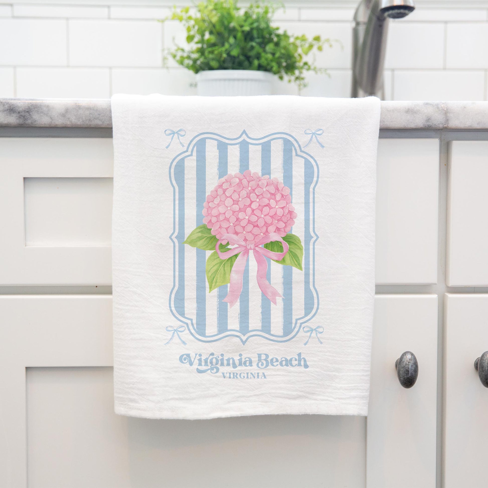 Cotton Tea Towel White-Love+Local Hydrangea Cottage -3