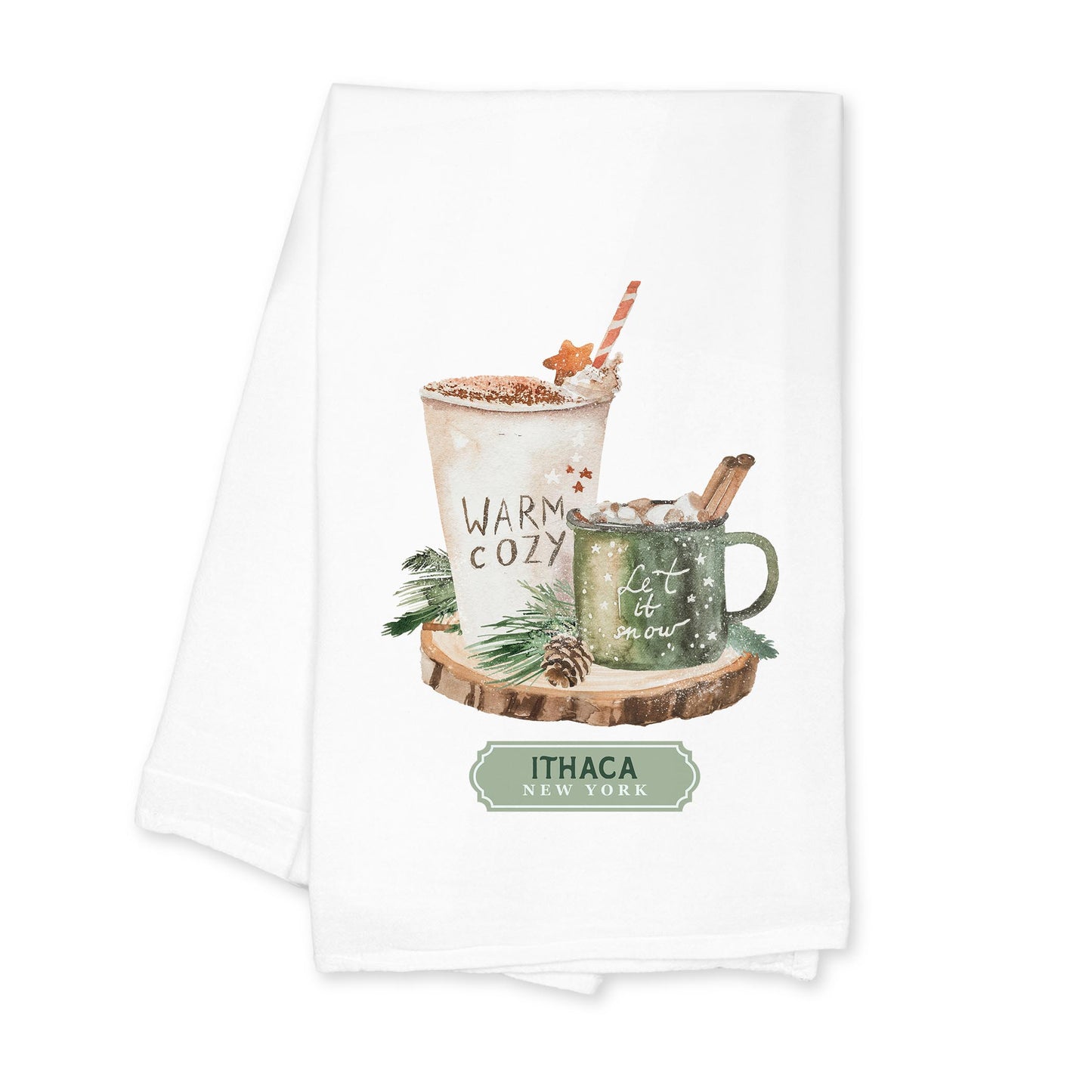 Cotton Tea Towel White-Love+Local Woodland -0