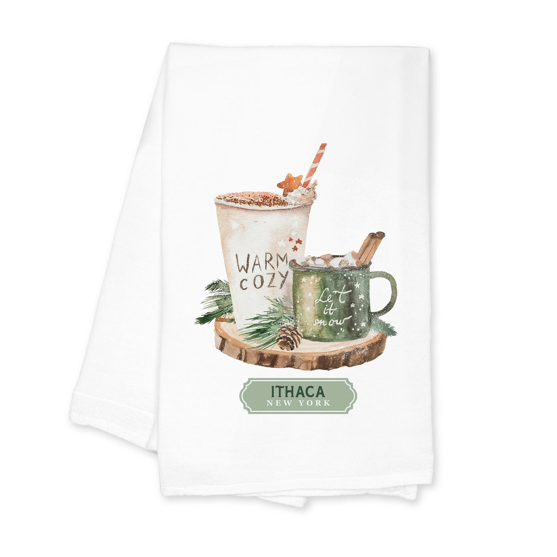Cotton Tea Towel White-Love+Local Woodland -0
