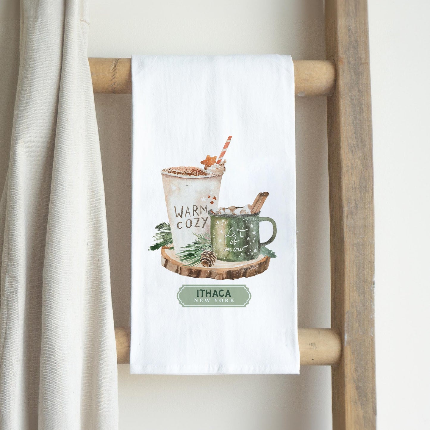 Cotton Tea Towel White-Love+Local Woodland -2