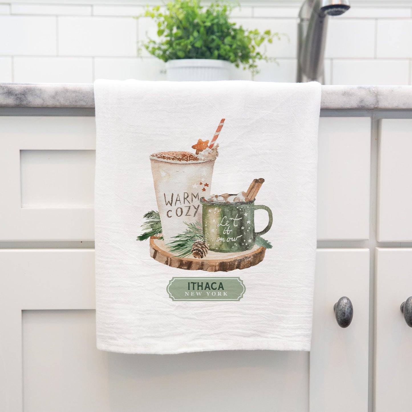 Cotton Tea Towel White-Love+Local Woodland -3