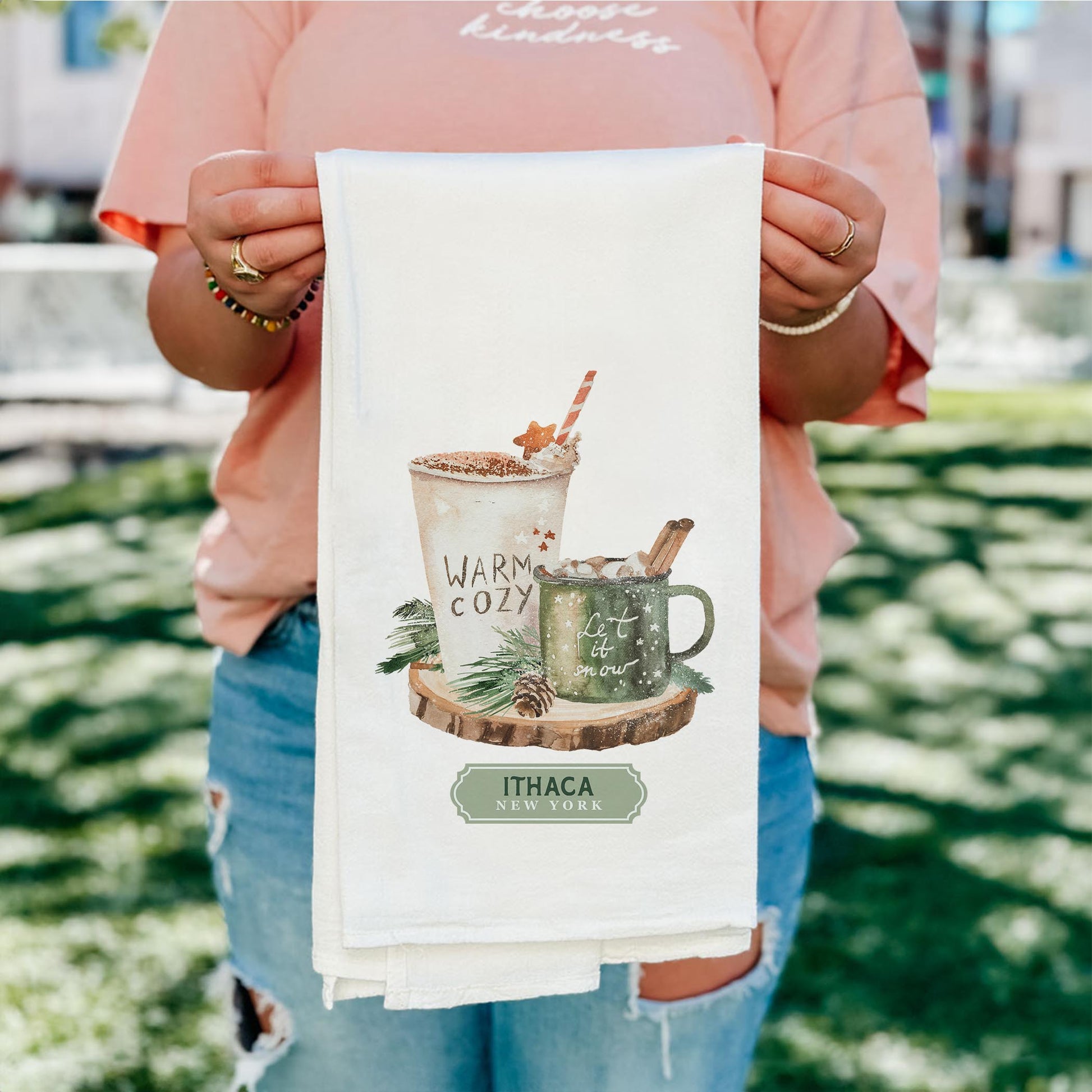 Cotton Tea Towel White-Love+Local Woodland -4