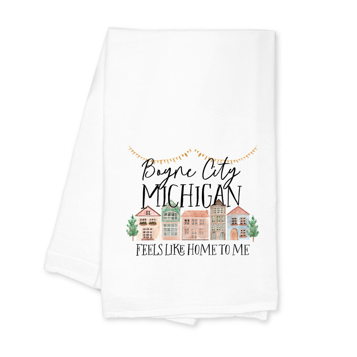 Cotton Tea Towel White-Feels Like Home Boyne City Michigan -0
