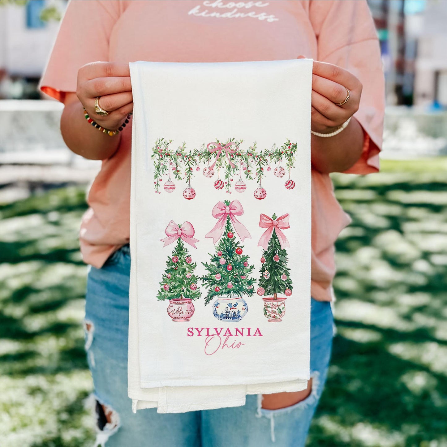 Cotton Tea Towel White-Blush & Baubles Sylvania Ohio -4