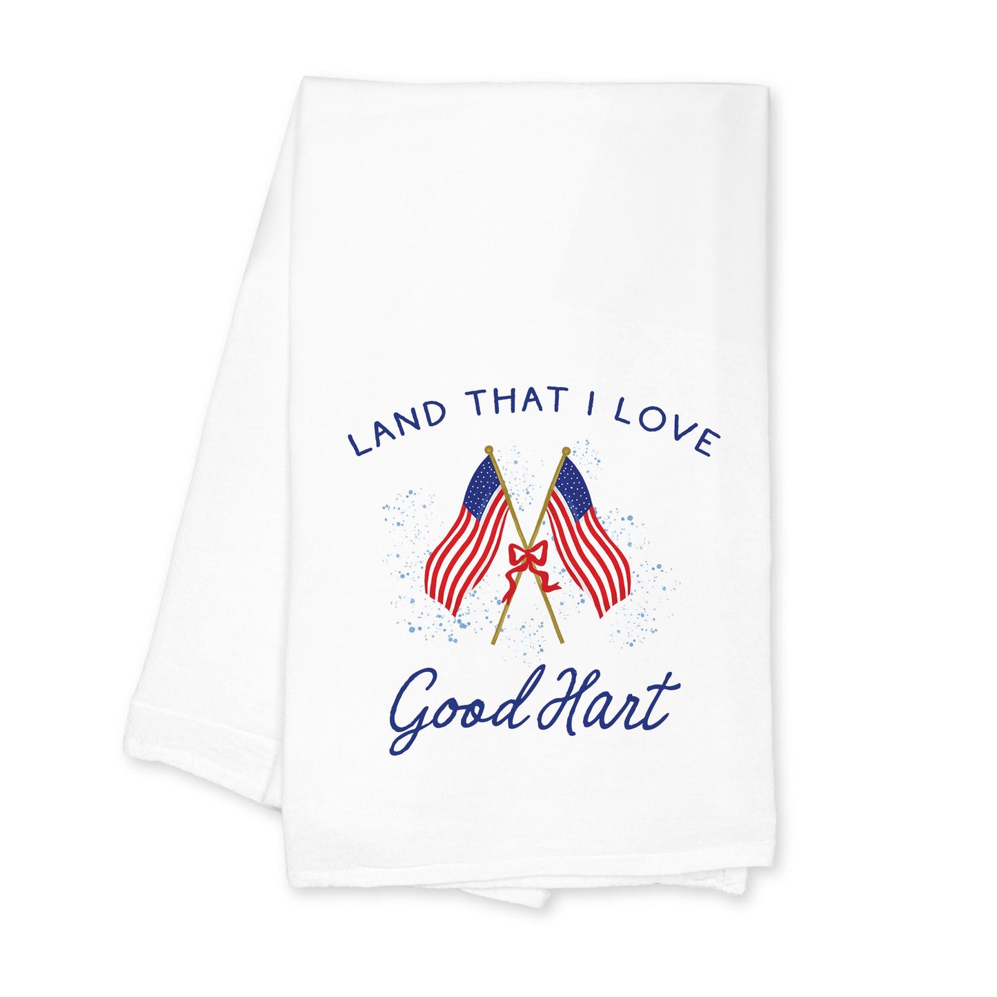 Cotton Tea Towel White-American Summer Good Hart Michigan -0