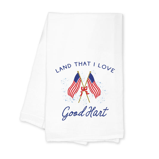 Cotton Tea Towel White-American Summer Good Hart Michigan -0