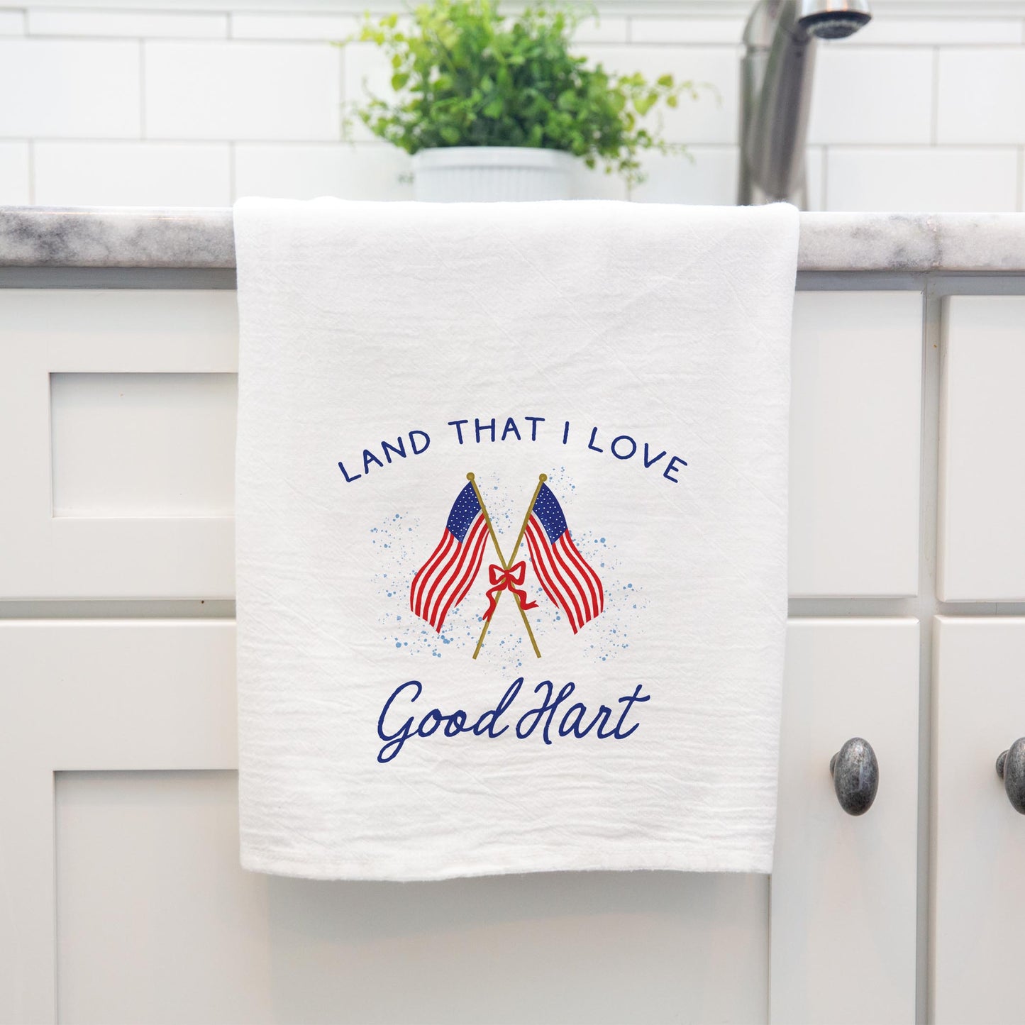Cotton Tea Towel White-American Summer Good Hart Michigan -3