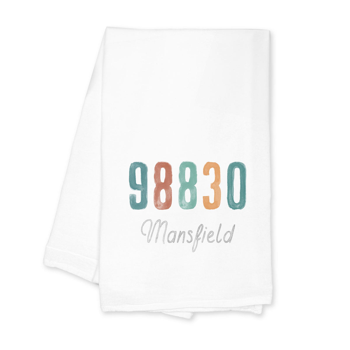 Cotton Tea Towel White-Watercolor Zip Mansfield Washington 98830 -0