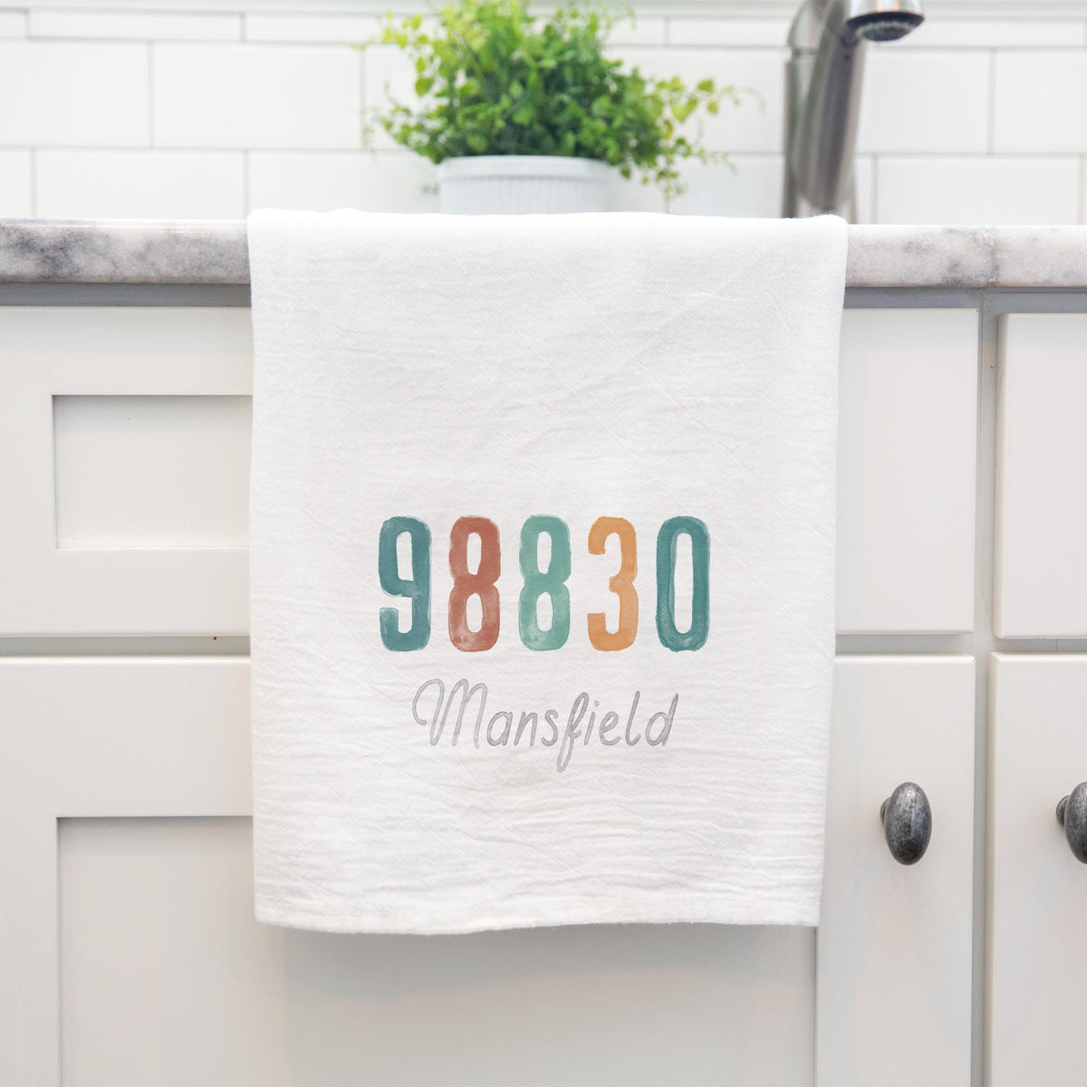 Cotton Tea Towel White-Watercolor Zip Mansfield Washington 98830 -3