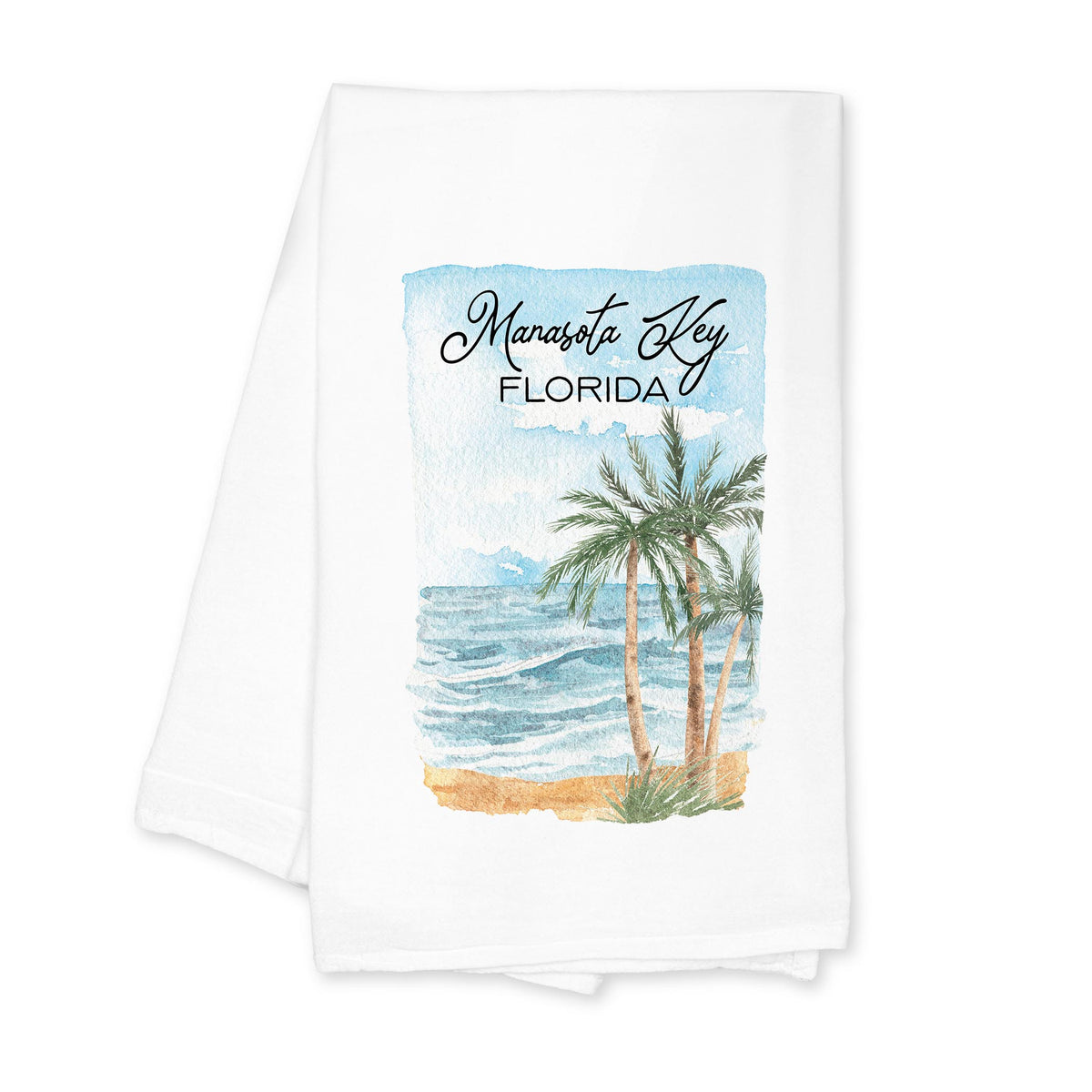 Cotton Tea Towel White-Beach Manasota Key Florida -0