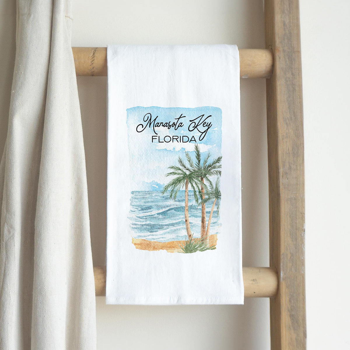 Cotton Tea Towel White-Beach Manasota Key Florida -2