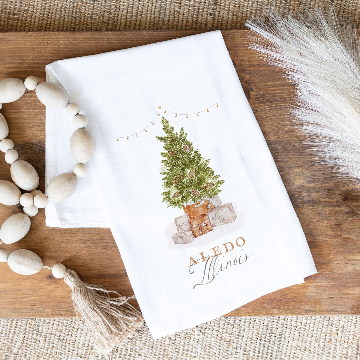 Cotton Tea Towel White-Cottage Tree Aledo Illinois -1