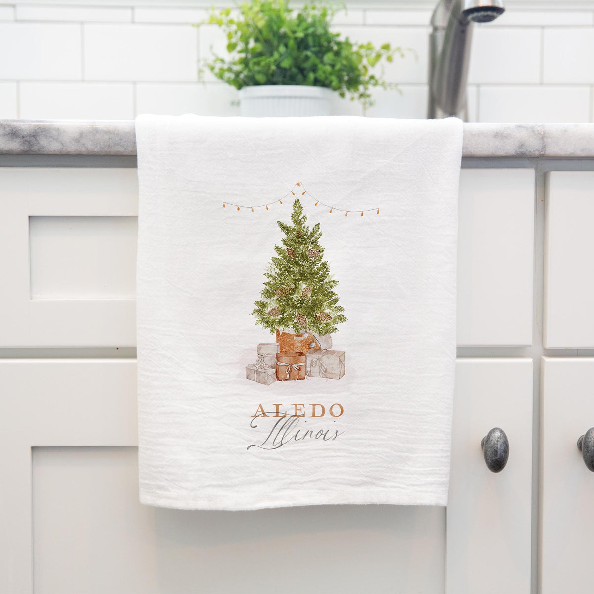 Cotton Tea Towel White-Cottage Tree Aledo Illinois -3