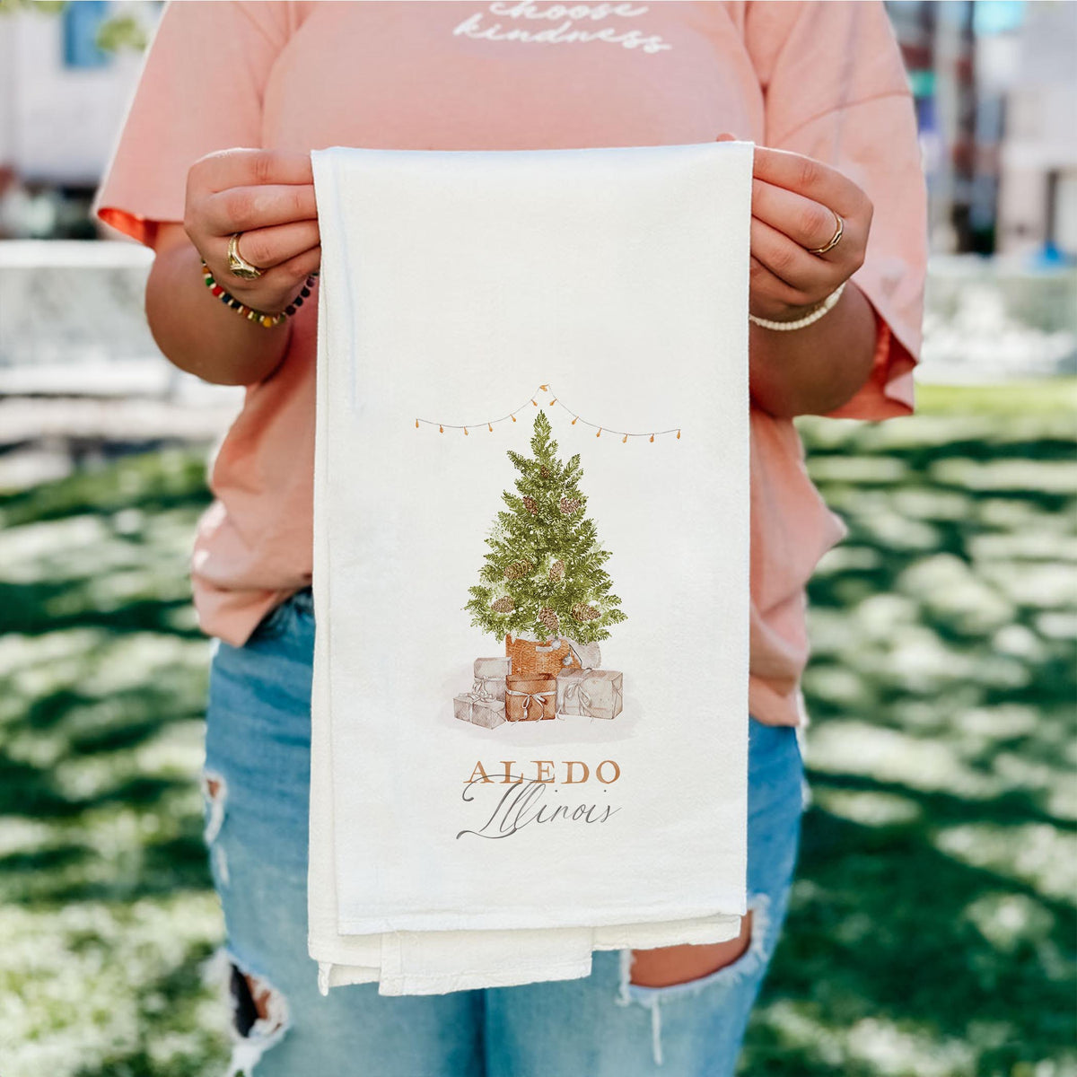 Cotton Tea Towel White-Cottage Tree Aledo Illinois -4