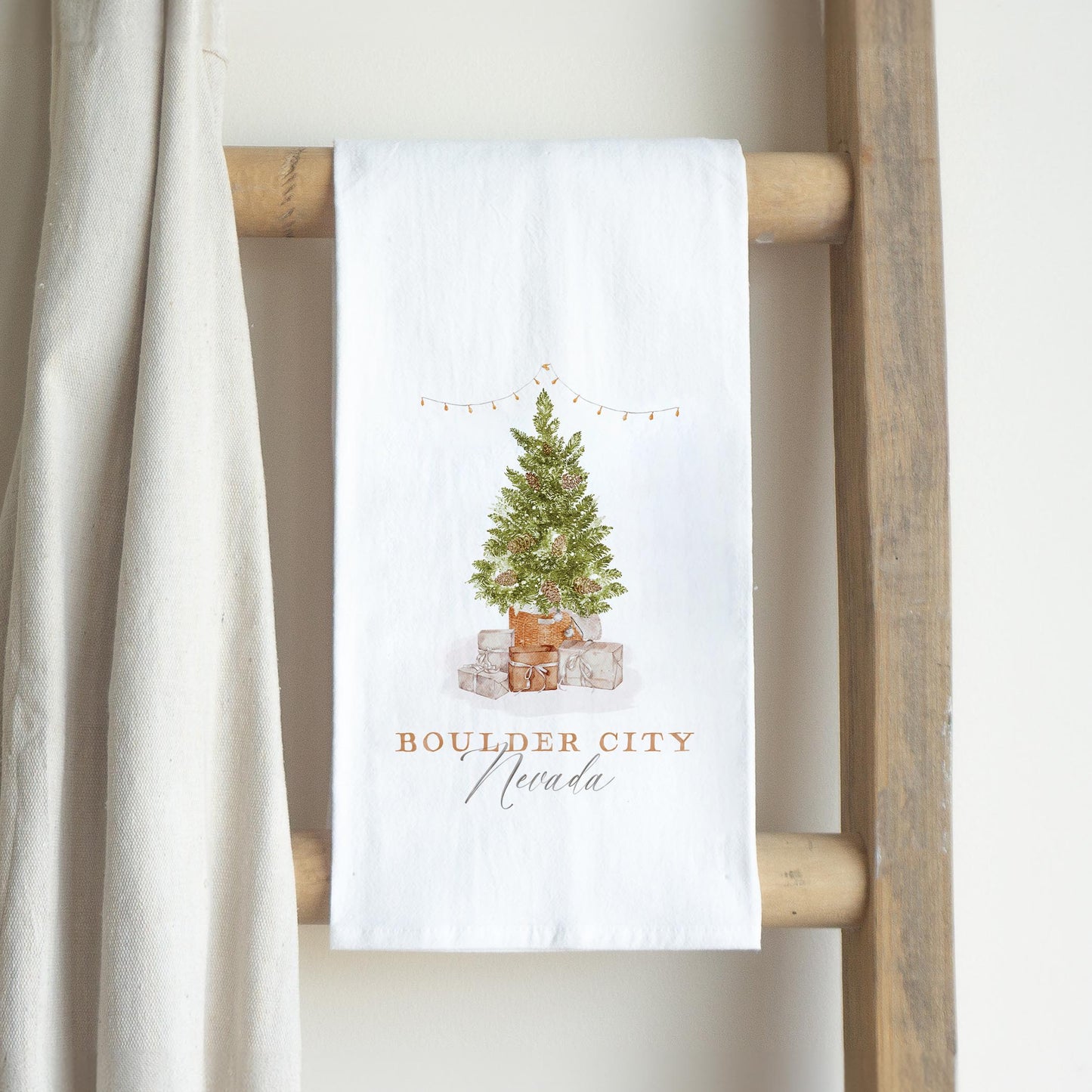 Cotton Tea Towel White-Cottage Tree Boulder City Nevada -2