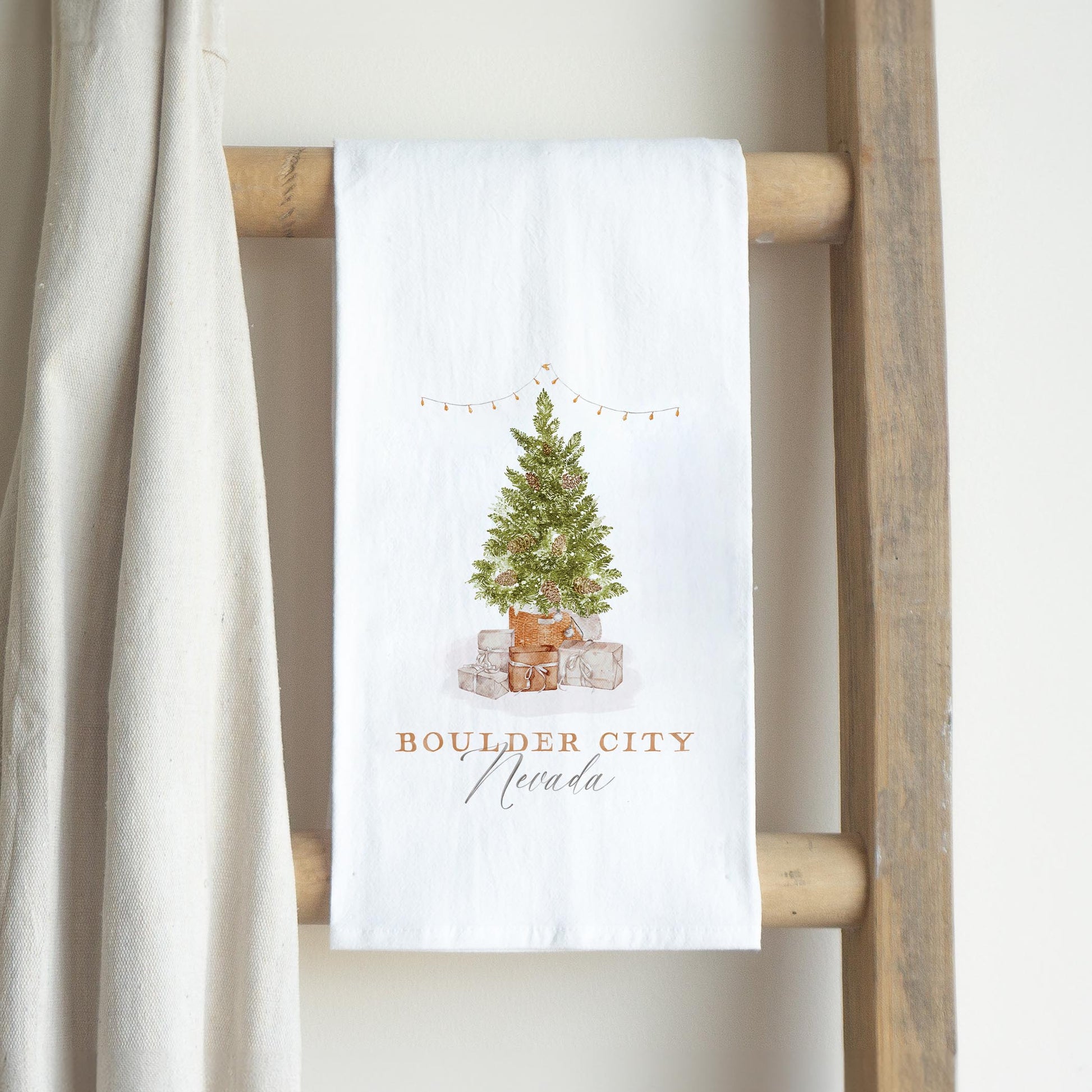 Cotton Tea Towel White-Cottage Tree Boulder City Nevada -2