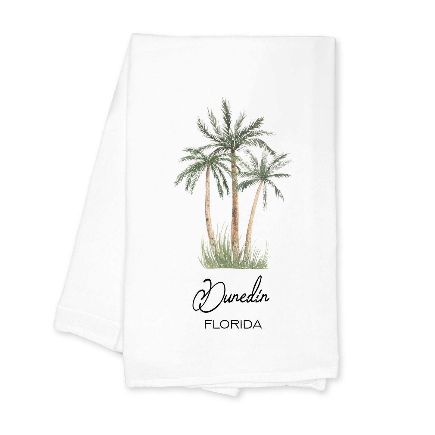 Cotton Tea Towel White-Palm Trees Dunedin Florida -0