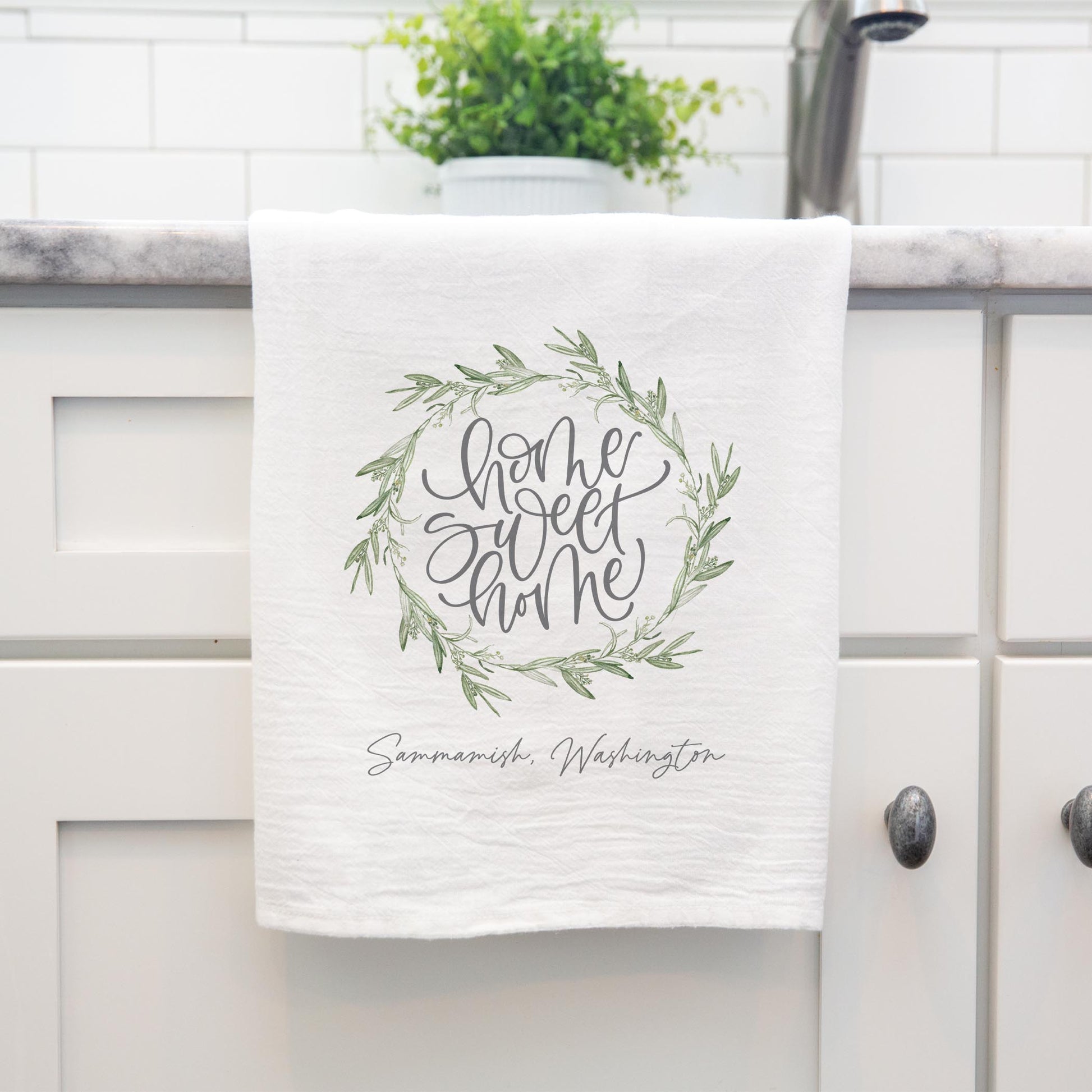 Cotton Tea Towel White-Home Wreath Sammamish Washington -3