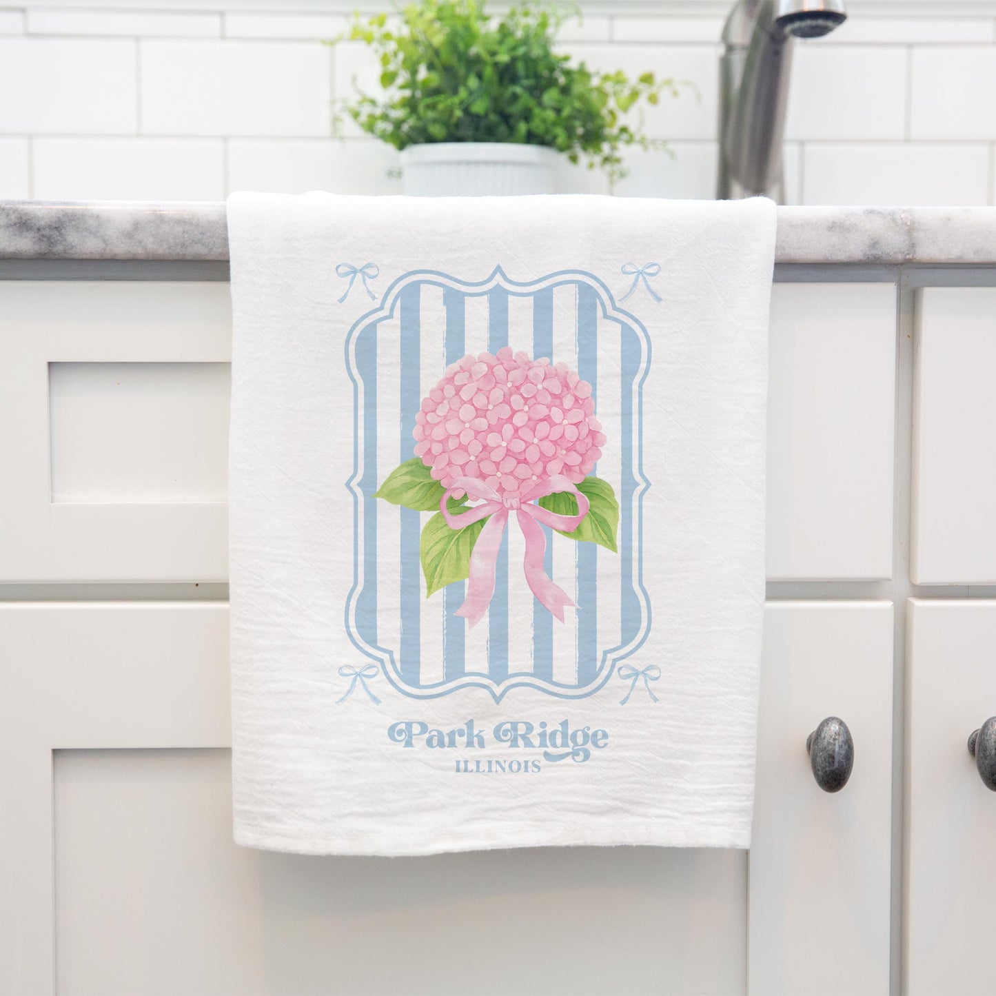 Cotton Tea Towel White-Hydrangea Cottage Park Ridge Illinois -3