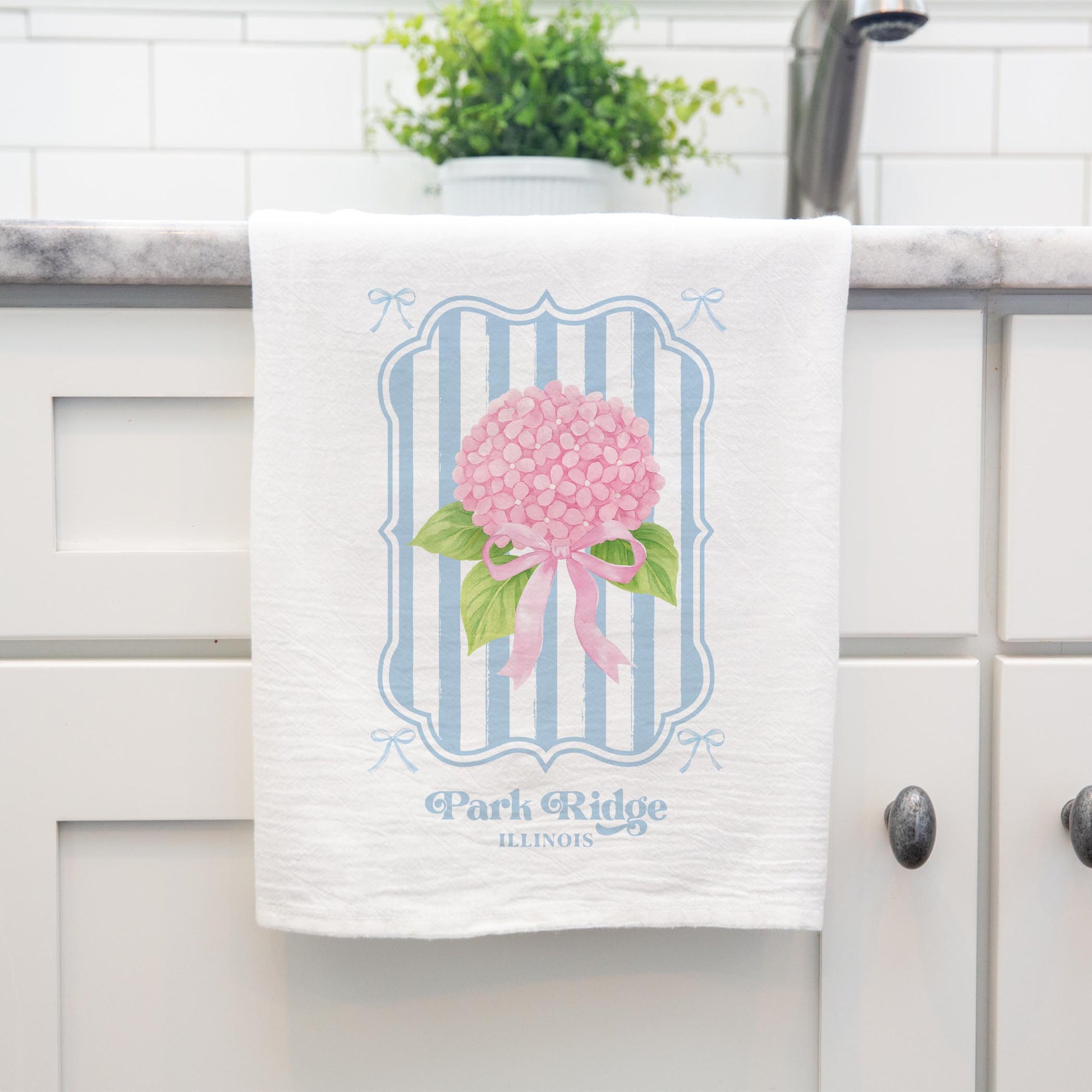 Cotton Tea Towel White-Hydrangea Cottage Park Ridge Illinois -3