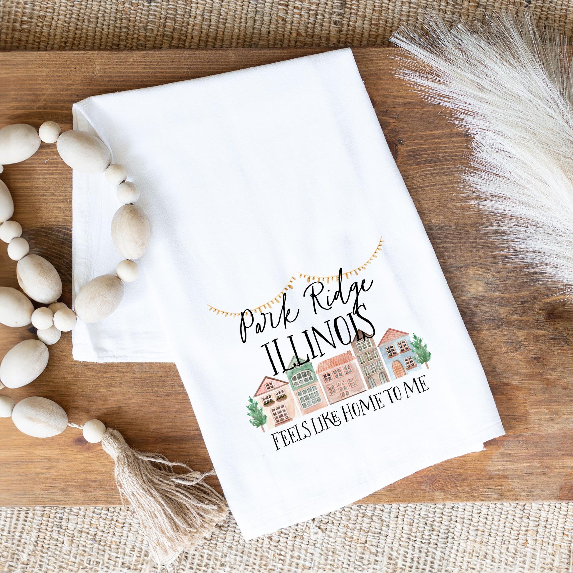 Cotton Tea Towel White-Feels Like Home Park Ridge Illinois -1